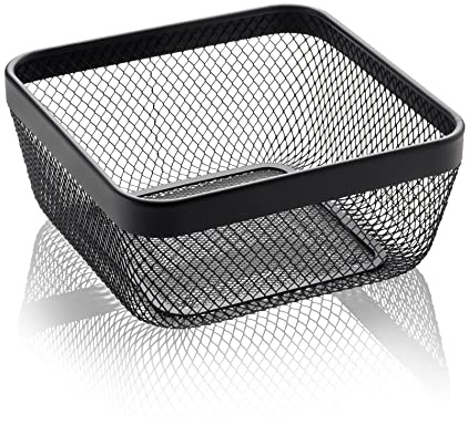 WAS Germany Aufbewahrungskorb - dekorativer Drahtkorb für Obst oder Gemüse - aus pulverbeschichtetem Metall - schwarz - 24,5 x 24,5 x 11 cm