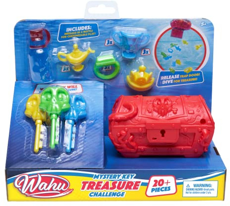 Wahu Mystery Key Treasure Challenge Pool Diving Toy Set for Kids Ages 5+, Underwater Treasure Chest and Key Diving Search Game for Pool