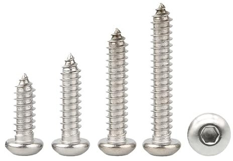 BOYALE 10 Stück M4 M5 M6 Innensechskant Rundkopf Blechschraube 304 Edelstahl Inbus Holzschraube 10–30 mm (Color : 14mm, Size : M4-10pcs)
