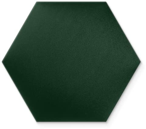 Wandkissen 3D-Wandpaneele zur Selbstmontage, aus Veloursstoff mit weicher Füllung Kopfteil als Dekoration für Schlafzimmer Büros Kinderzimmer Flure - Hexagon 30x26 cm Flaschengrün