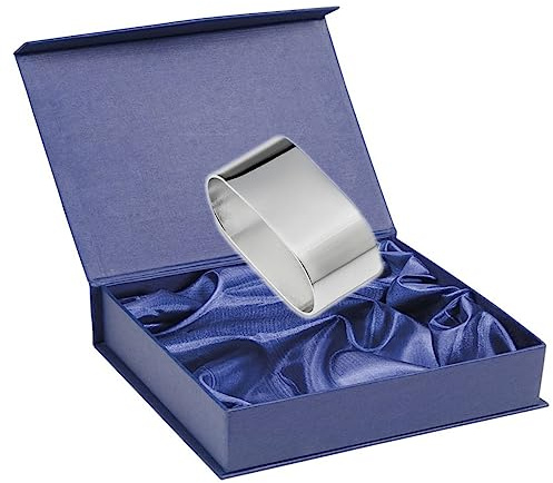 Serviettenring Glatt Oval (5,5x2,5 cm) | Premium Silber Plated versilbert | Für Stoffservietten | Inkl. Geschenkbox