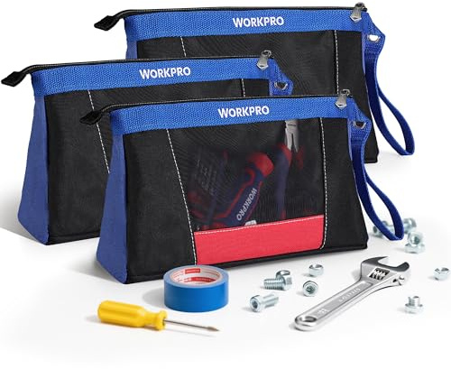 WORKPRO 30,5 cm Werkzeugtaschen mit Reißverschluss, robuste kleine Werkzeugtasche, kleine Werkzeugtasche für Werkzeug-Organizer und Aufbewahrung, Mini-Werkzeugtasche, 3 Stück