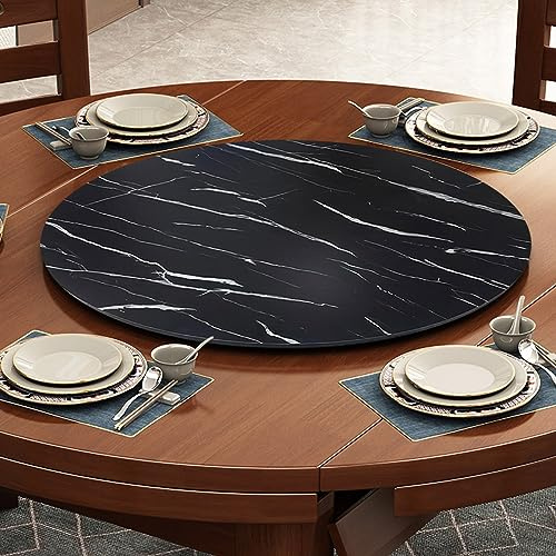 ESOYAWE 50 60 70 80 90 100 Cm Plateau Rotatif en Bois Rond pour La Table À Manger, 360° Rotation Silencieuse Antidérapant Plateau De Service, Grand Lazy Susan Plateau Tournante avec Roulement