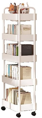 Regalspalten-Aufbewahrungsschrank, 5-stufiger rollender Aufbewahrungswagen, schlanker Badezimmer-Aufbewahrungsschrank, Kunststoff-Rollregal, schmaler Speisekammerschrank für Wohnzimmer, Bade