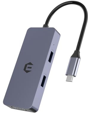 USB C Hub, TOTU 6 in 1 USB C to HDMI VGA Dual Display USB C Adapter with SD/TF Card Reader, 2 USB A, USB C Docking for USB C Laptops and Other Type C Devices