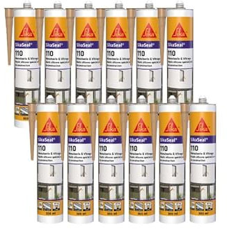 SIKA Lot de 24 mastics Silicone SikaSeal 110 Menuiserie & Vitrage - Beige Pierre - 300ml