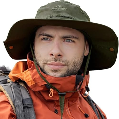 TOP-EX XL/XXL Sonnenhut Herren, Breiter Krempe UV Safari Hüte für Sommer Outdoor Wandern Angeln Spazieren, Wasserdicht & Winddicht Grün 63-66cm