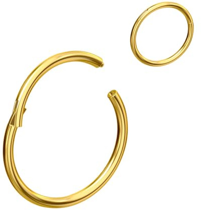 NewkeepsR 20g×7mm Steel Gold Small Clicker Nose Hoop Seamless Piericng Ring