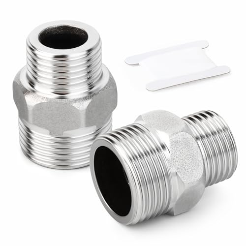 ERGAOBOY 2 piezas de acero inoxidable 304 conector reductor hexagonal macho BSP, adaptador reductor de tubería roscado BSP de 3/4 x 1/2 para fontanería, tuberías de agua y gas