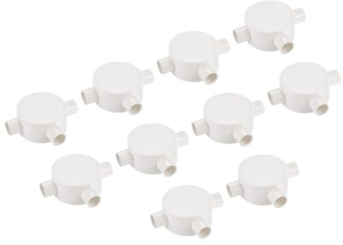 QUARKZMAN 10 Stück PVC Installationsdose Abzweigdose T-förmige runde Kabeldose 16 mm wasserdicht für Heimkabelmanagement Elektronikprojekte, Weiß