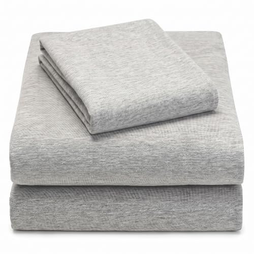 Twin XL Sheet Set - Knit Jersey 100% Cotton Hypoallergenic, Breathable & Cooling - Dorm Room, Hospital & Split King Bed Sheets - Comfy Sheets - Deep Pockets - Twin XL Sheets (Light Heather Grey, TXL) | Hypoallergenic, Breathable & Cooling - Dorm Room, Hospital & Split King Bed Sheets - Comfy Sheets