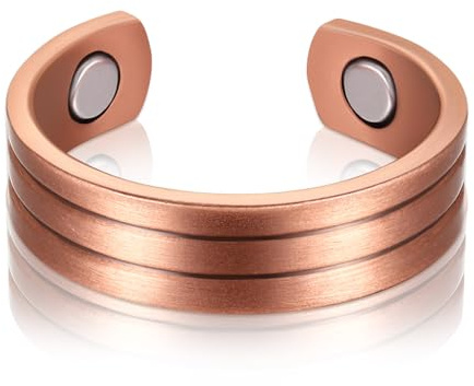 Anello Magnetico in Rame Massiccio Anello Regolabile Elegante da Dito Anelli in Metallo per Regalo Gioielli Donne e Uomini Compleanno Coppia Amicizia(Rustico)