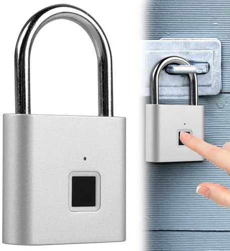 Smart Schloss Wasserdicht - Fingerabdruck Vorhängeschloss mit USB-Aufladung für Fitnessstudio und Gepäck