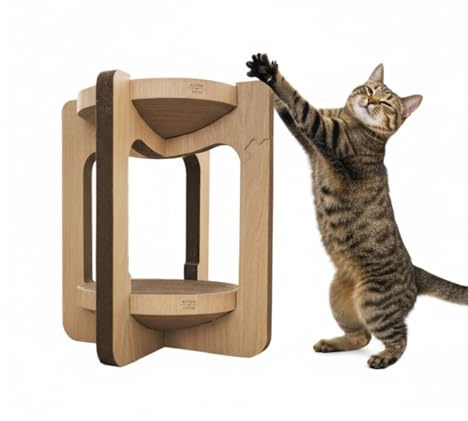 Rascador Torre para Gatos Interior Vigía con Cama Integrada de Dos Alturas | Cartón Corrugado Reciclado Sostenible con Diseño Vertical Compacto | ALTHEA LIVING