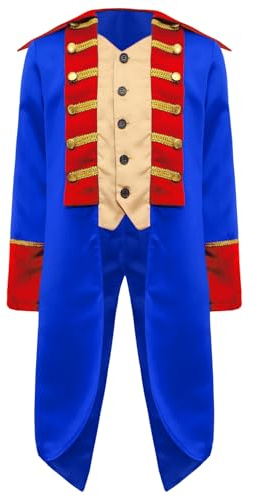 YEAHDOR Boys Medieval Prince Tailcoat Jacket Gentleman Cosplay Costume Long Sleeve Steampunk Frock Coat Royal Blue 6 Years