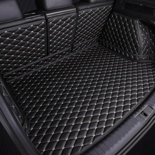 YMXFKY Leder Auto Vollständige Abdeckung Kofferraummatten für DFSK Forthing Friday 2023, Ather Kofferraum Gepäck Wasserdichtes Kratzfestes Liner Schutzpolster,Black+Beige