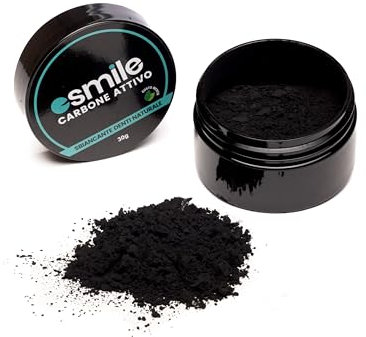 ESMILE Polvere Sbiancante Denti Immediato - Carbone Attivo Naturale al gusto di Menta per uno Sbiancamento Professionale - Pasta per Denti Bianchi (-, Carbone Attivo)
