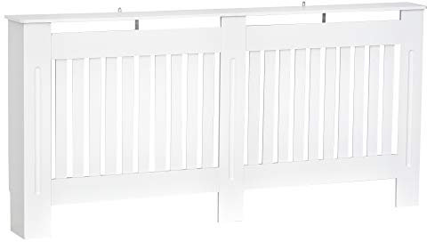 HOMCOM Cubre Radiadores Cubierta de Radiador Moderna Cubreradiador de MDF para Sala de Estar Dormitorio 172x19x81 cm Blanco