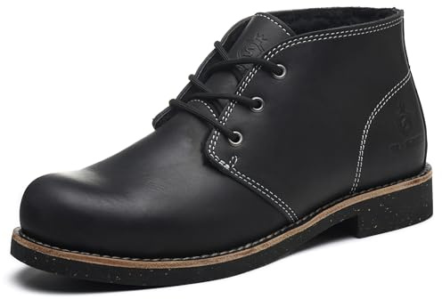 SL-Saint Botas Chukka Clásicas Hechas a Mano Para Hombres Moda Cuero de Vaca Genuino Zapatos Cómodos Con Cordones (Negro Lana, Adulto, Hombre, 45, Números, Sistema tallas calzado EU, mediano)