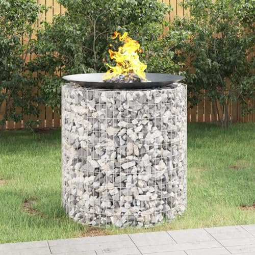 Juroupi Gabion Fire Pit Ø 100 cm Galvanised Iron,Fireplaces