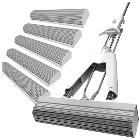 pengyang Trapeador de Piso exprimidor, trapeador mágico colodión, telescópico, for Madera, escurridor Giratorio for Azulejos, Herramientas de Limpieza for el hogar(28cm 6 Head)