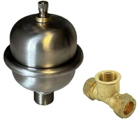 TC 15 mm x 1/2 tum stötdämpare mini expansionskärl anti-vattenhammare & 15 mm Tee WRAS godkänd