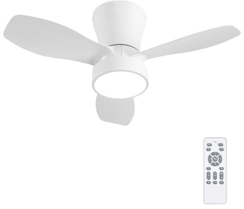 LUMIKING Ventilador de Techo Pequeño con Luz LED Blanco 62cm | Motor DC Silencioso 3 Velocidades | 3 Temperaturas de Luz (3000K/4000K/6500K) Intensidad Regulable | Mando y Temporizador
