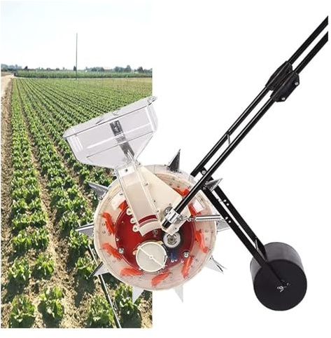 Fioriera da giardino, Seminatrice di precisione in metallo con 5 ruote for semi, seminatrice agricola a spinta, spandiconcime for prato(10Mouths)