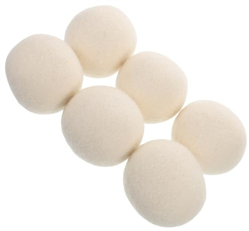 Bolas para Secadora de Lana de Color Blanco 6 Piezas, Antistáticas | Reutilizables, Diseño Anti Enredos, para Lavado Doméstico y Máquinas de Casa, 6cm