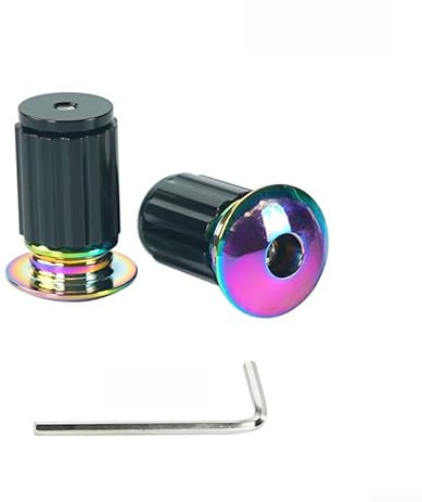Honseadek Fahrradende für Rennräder, Lenkerstopfen aus Aluminiumlegierung, leicht, CNC-gefräst, Sechskant-Schrauben-Erweiterung, passend für 18–20 mm, für Lenker, kompatibel mit Mountain (brillante