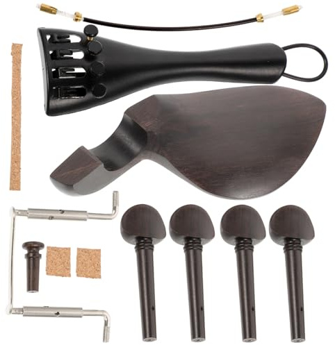 DECOMELODY Holz Geigenzubehör Satz 4/4 mit Kinnhalter Saitenhalter Wirbeln und Endstift für Geige