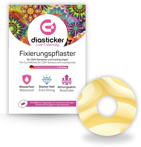 Diasticker | plåster för Freestyle Libre 3-sensor (10 stycken, Buttercream) | vattentät – hudvänlig – andas – starkt grepp | självhäftande fixeringsplåster, sensorfixering