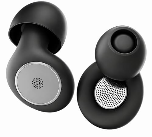 Upgraded Ear Plugs for Sleep Noise Cancelling - 45dB SNR Noise Cancelling Reusable Ear Plugs for Work, Deep Focus,Travel,Sensitivity 4 Ear Tips Size in Dual-XS/S/M/L-Black