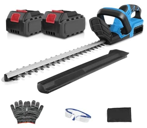 Cortasetos inalámbrico de 18 V - 20 V, cortador eléctrico de 4.0 Ah, hoja de 5.9 pulgadas, velocidad de 3000 rpm, ideal para césped, valla, parque y acabado de arbustos