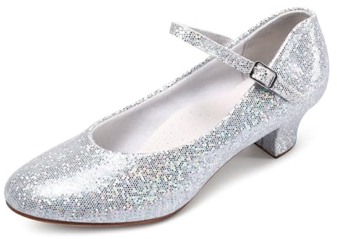 Asyusyu Dance Shoes for Women 1.5 inch Heel Glitter Upper Character Shoes