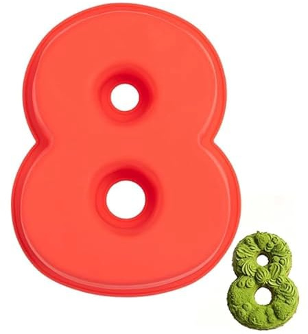 Sxingh Stampo in silicone con numero 8 grandi, antiaderente 3D Number Cake Teglia fai da te per compleanno dei bambini, matrimonio, anniversario, torta di compleanno