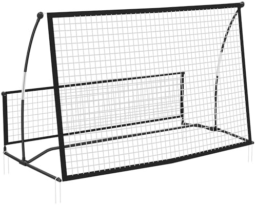 SPORTNOW 2 in 1 Rete di Rimbalzo per Calcio Pieghevole con Doppio Lato, Rete da Calcio Rimbalzante con Borsa per Trasporto, per Allenamento Baseball e Pallavolo, Nero