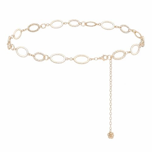 Bohemian Gold Waist Chain for Women - Adjustable Hollow Ring Belly Chain with Rose Pendant - Festival Belt & Body Jewellery for Vacation Outfits