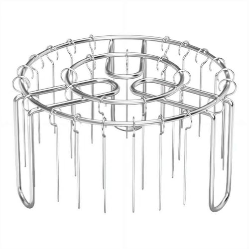 Air Fryer Grill Skewer Rack, Stainless Steel BBQ Kabob Set Non-Stick Round Hanging Skewers Fits for 4 to 6-Quart / 8-Quart Air Fryer Basket, Oven (Silvery, 13-piece Set)