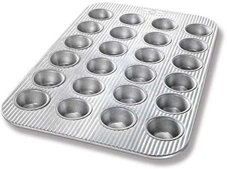 USA Pan Bakeware Mini Cupcake and Muffin Pan, Nonstick Quick Release Coating, 24-Well, Aluminized Steel