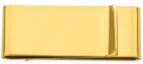 JewelryWeb Geldklammer für Herren, vergoldet, massiv, poliert, doppelseitig, Edelstahl, 58 x 22 mm breit, Geldklammer für Herren, Einheitsgröße, Metall Goldfarben Metall: Edelstahl
