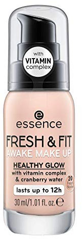 essence FRESH & FIT AWAKE MAKE UP, Make-up, Nr. 20, Nude, für Mischhaut, ohne Parabene, Nanopartikel frei, glutenfrei, acetonfrei, 1er Pack (30ml)