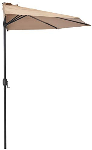 yorten Outdoor Sonnenschirm Gartenschirm Halbrund Ampelschirm mit Aluminiummast Stahlrippen 300 x 150 x 253 cm (L x B x H) Taupe für Terrasse Strand