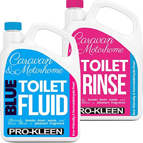 Pro-Kleen Caravan Toilet Chemical Blue 2L and Pink 2L Rinse Fluid Solution Cleaner for Caravan and Motorhomes - Eco-Friendly, Formaldehyde Free - Upto 20 Treatments Each