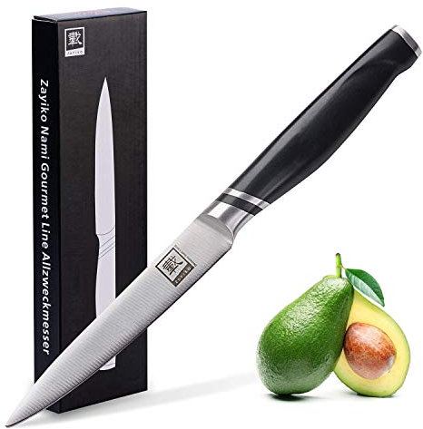 Zayiko NAMI Allzweckmesser 24 cm Länge mit 12,5cm Klinge aus deutschem Edelstahl und ergonomischen Griff aus ABS, Vielseitiges Profi-Küchenmesser, Edelstahl Officemesser, Gemüsemesser, Universalmesser