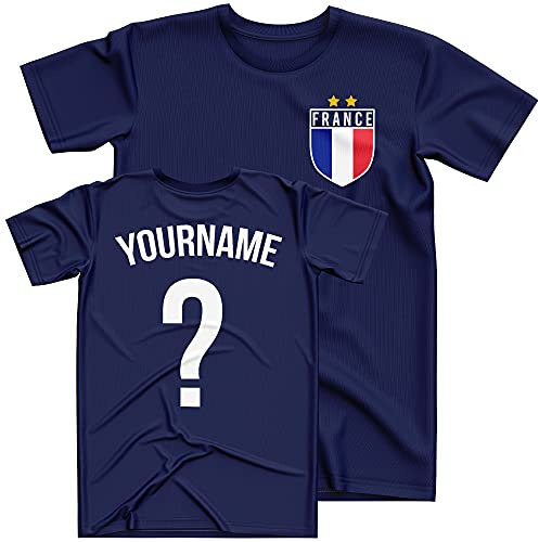 Purple Print House France Football Shirt Kids - France Flag Badge Custom Name and Number T Shirt - Football Personalised Retro Europe Summer 2021 Footy Gifts for Boy - Unique European Footie Top
