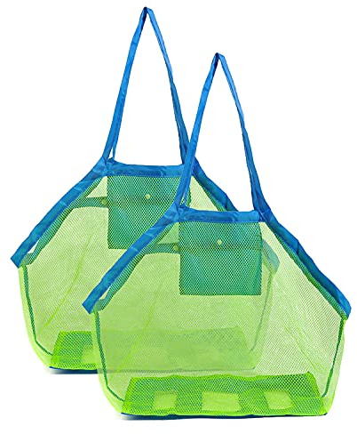 Strandspielzeug Tasche Groß, 2 Stück Netztasche Sandspielzeug, Groß Strandtasche Strandspielzeug Kinder, Netztasche, Tragbare Kinder Aufbewahrung Netz Tasche, für Familie Urlaub