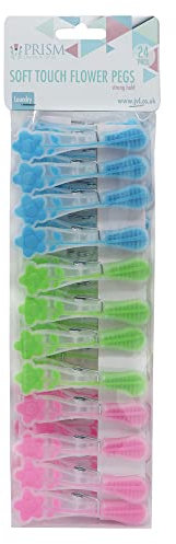 JVL Prism Wäscheklammern mit weichem Blumendesign, 24 Stück, Mehrfarbig (19–272)
