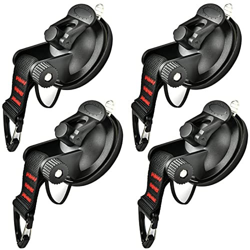 4 Piezas Ventosas Fuertes Amarran - Gancho Ventosa Coche Camping,Multiusos y Resistente,Anclaje de Ventosa con Gancho de Seguridad para Coche Carpas con Toldo Lateral Camper Furgoneta Accesorios