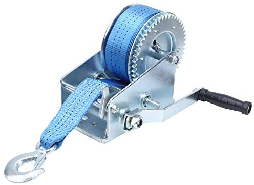 Boat Trailer Winch, 3200lbs Heavy Duty Portable Hand Winch with Hook & Blue Strap, Professional Carbon Steel Gear Hand Crank Winch for ATV, Boat, Trailer, Marine, SUV, UTV, RV, Yacht, Ship